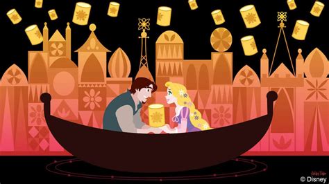 Fan art shows Flynn Rider and Rapunzel from Disney's 'Tangled' aboard It's a Small World ...