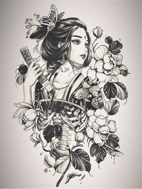 Japanese geisha tattoo drawing – Artofit