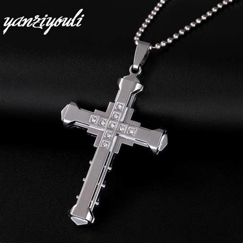 Cheap Male Black Stainless Steel Jesus Cross Pendant Necklace Jewelry For Men | Joom