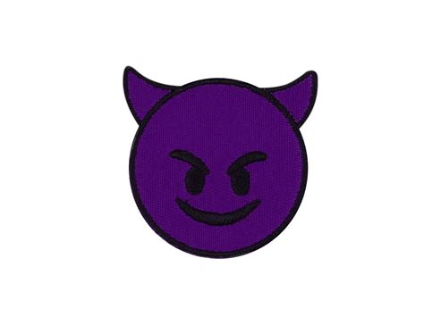 Smiling Face With Horns Devil Emoji Embroidered Iron On Patch