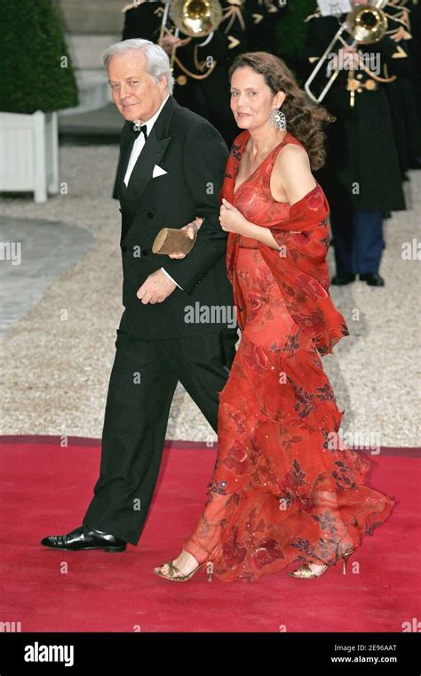 David de Rothschild and his wife arrive at the Elysee Palace to attend the official dinner in ...