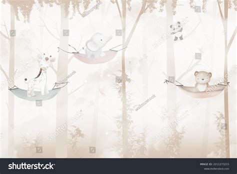 Cute Animals Lying Hammock Kids Room Stock Illustration 2211273215 ...