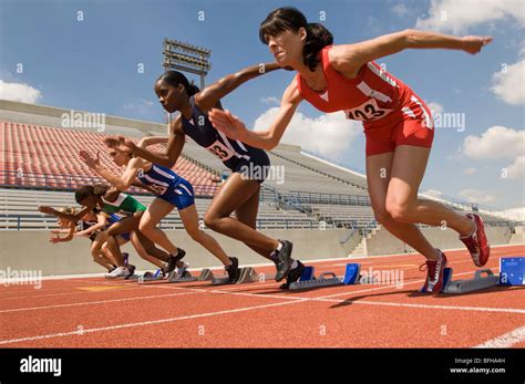 Group of female track athletes sprinting Stock Photo, Royalty Free Image: 26811361 - Alamy