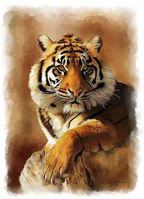 Tiger Portrait Painting by Michael Greenaway