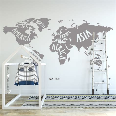 Kids World Map Wall Sticker World Map Kids Room Decor Map | Etsy