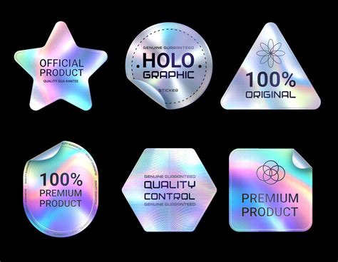 Quality hologram stickers, iridescent labels 21948726 Vector Art at ...