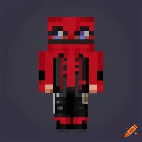 Minecraft skin pixel art creative agent dark red gaming power on Craiyon