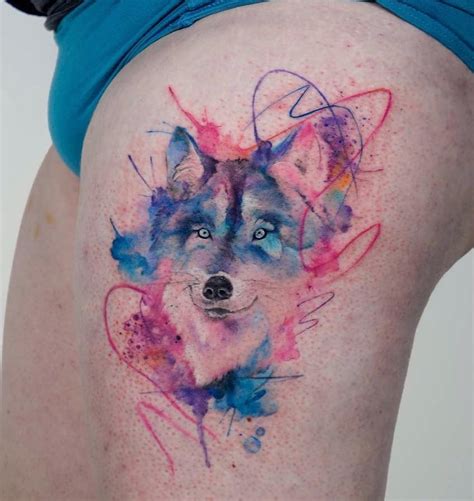 20 Watercolor Wolf Tattoo Ideas