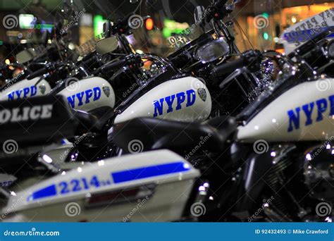 NYPD motorcycles editorial stock photo. Image of lives - 92432493