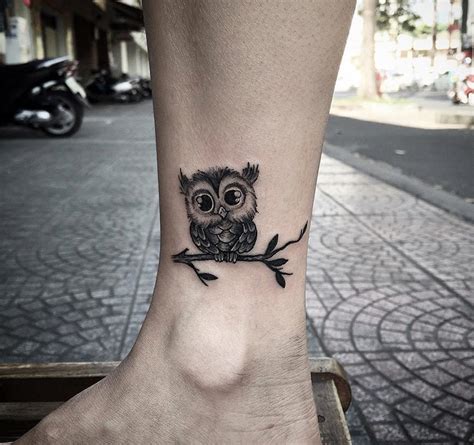 Baby Owl Ankle Tattoo | Best tattoo design ideas