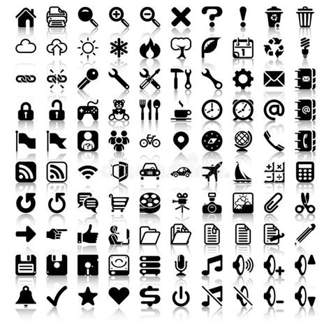 Minimalist Icon Set. Set of 100 general minimalist vector icon symbols ...