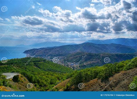 Mountain and sea landscape stock photo. Image of road - 17576194