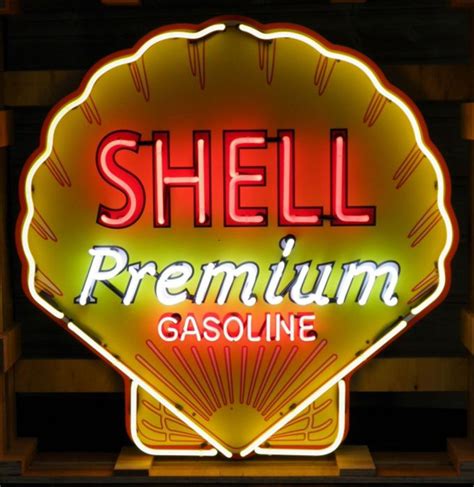 Shell Premium Gasoline Logo Neon Sign With Backplate XL 100 x 100 cm - FiftiesStore.com