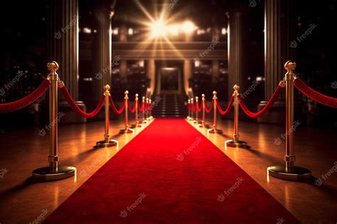 Premium Photo | Red carpet and golden barrier film festival concept