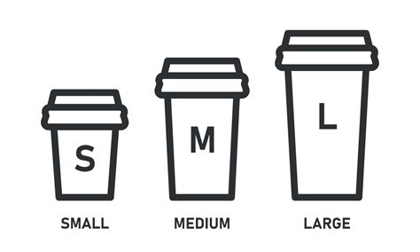 Cup size line icon set. Small, medium and large take away drink. Vector illustration 12401029 ...