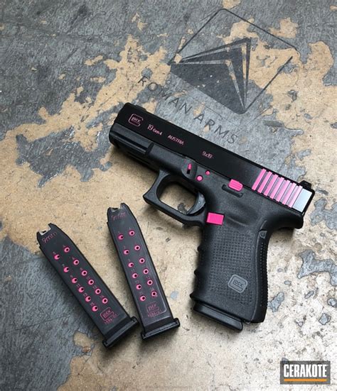 Glock 19 Cerakote Color Fill with Black and Pink Accents by ABELARDO ROMAN | Cerakote