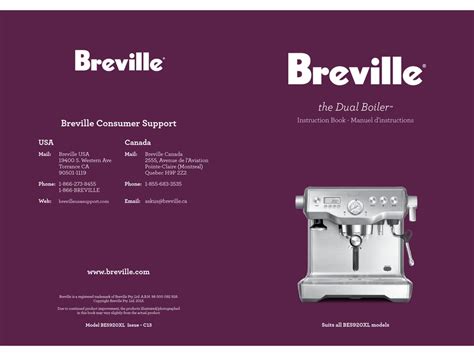 BREVILLE DUAL BOILER BES920XL INSTRUCTION BOOK Pdf Download | ManualsLib