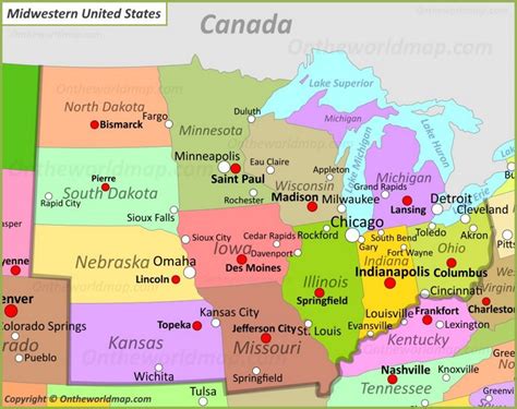 Map Of Midwestern United States