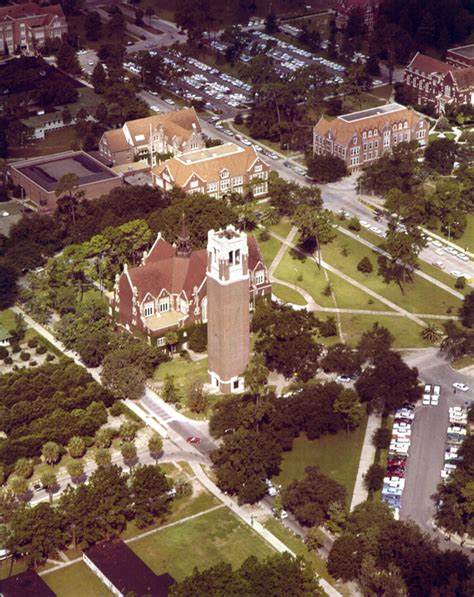 Aerial view of the northeast side of the University of Florida campus with Century Tower and ...