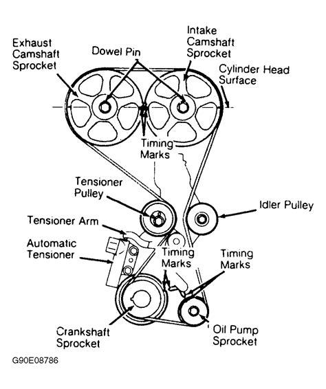 1995 Hyundai Elantra Serpentine Belt Routing and Timing Belt Diagrams