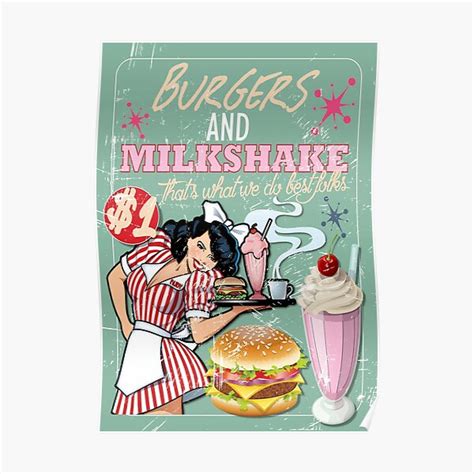 "Burgers and Milkshakes Retro 1950's Diner (Americana)." Poster for Sale by TheHouseofNod ...