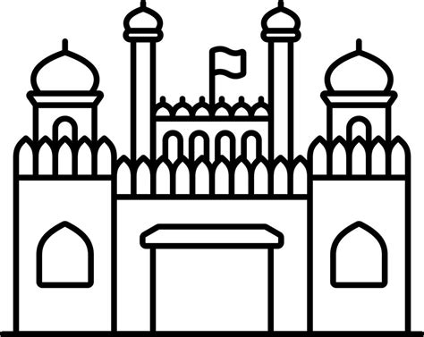 Isolated Red Fort Icon In Black Outline. 24154663 Vector Art at Vecteezy