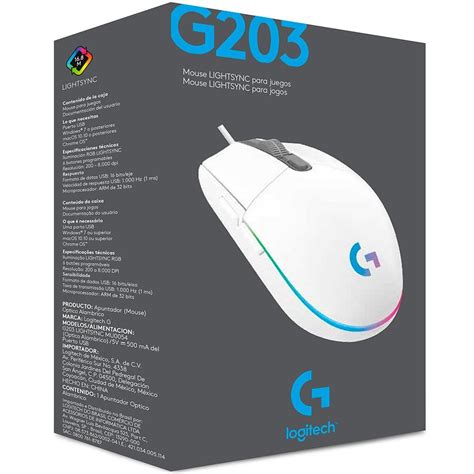 MOUSE LOGITECH G203 LIGHTSYNC WHITE 910-005791 - Zona Digital