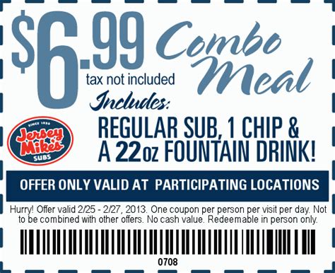 Jersey Mike's Subs: $6.99 Combo Meal Printable Coupon