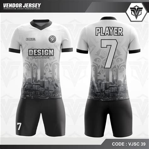 Desain Jersey Futsal Warna Putih Hitam Motif Etnik Modern | Vendorjersey.com