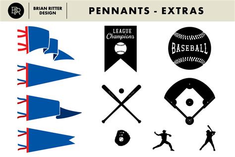 Vintage Pennants with Baseball Vectors Graphics - YouWorkForThem