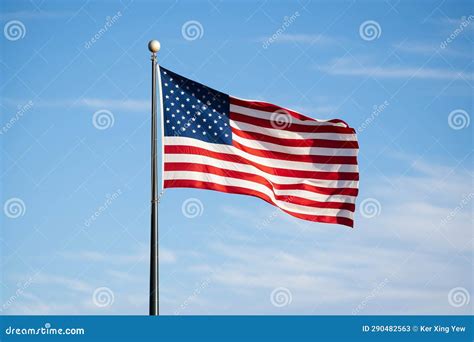 American Flag Flying at Half Mast Stock Illustration - Illustration of ...