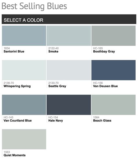 Benjamin Moore Paint Color Chart