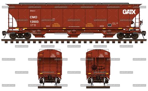 3-Bay covered hopper car in red livery of CMO / GATX Railway | Railway ...