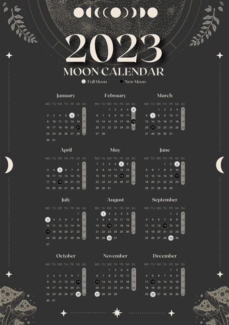 Free PDF - Moon Calendar 2023 printable with Phases ⋆ Witch Journal