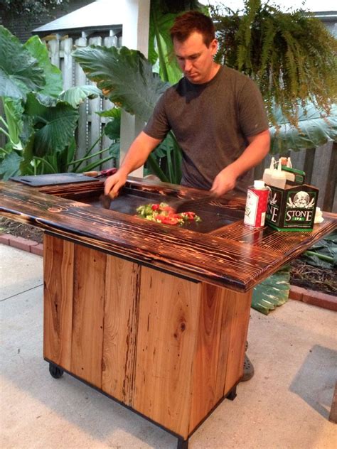 Backyard Hibachi Grill in Torched Cypress! #hibachi | Diy outdoor kitchen, Backyard grilling ...