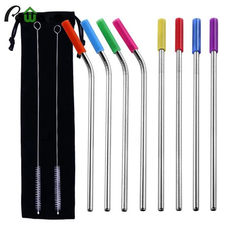 8pcs Stainless Steel Straws Reusable Replacement Metal Drinking Straws ...