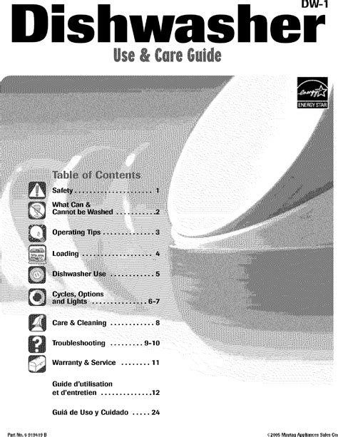 Magic Chef CDB1500AWB User Manual DISHWASHER Manuals And Guides L0522965