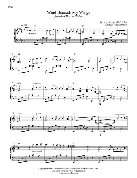 Wind Beneath My Wings | Sheet Music