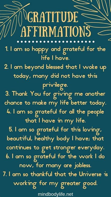 15 Gratitude Affirmations for When Life Gets Really Hard | Mind Body Life. Our minds are the m ...