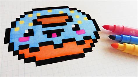 Handmade Pixel Art - How To Draw Kawaii Donut #pixelart - YouTube