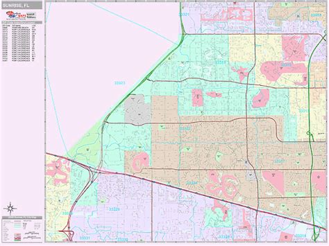 Sunrise Florida Wall Map (Premium Style) by MarketMAPS