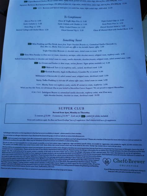 Menu at Riverside Inn pub & bar, Cound, Cound