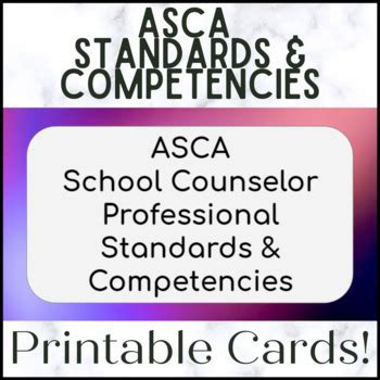 ASCA Standards & Competencies Printable Cards & Posters for School ...