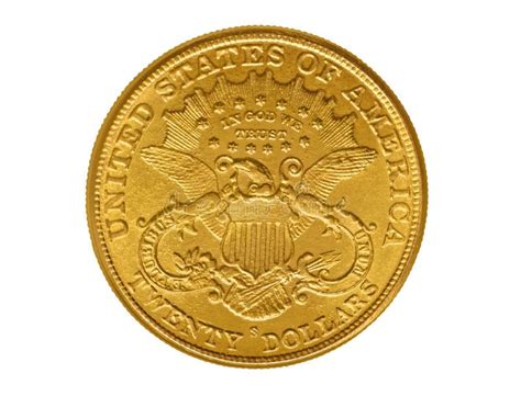 Twenty Dollars Gold Coin from 1882 Stock Image - Image of white, isolated: 35188093