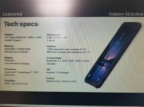 Samsung Galaxy S8 Active Leak Confirms Full Specs Rundown Prior To ...