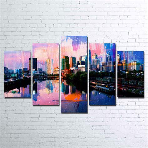 Abstract Philadelphia Skyline Canvas Set – Legendary Wall Art