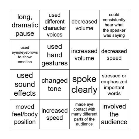 Storytelling Techniques Bingo Card