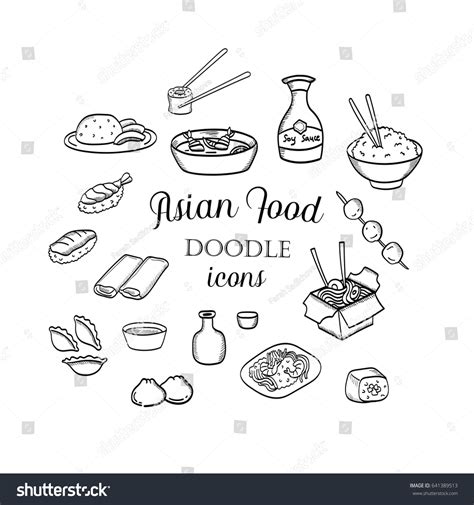 Hand Drawn Doodle Thai Food Illustrations Stock Vector (Royalty Free ...