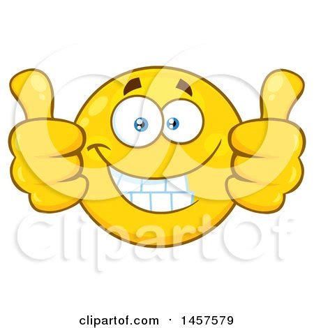 Clipart of a Cartoon Emoji Smiley Face Giving Two Thumbs up - Royalty ...