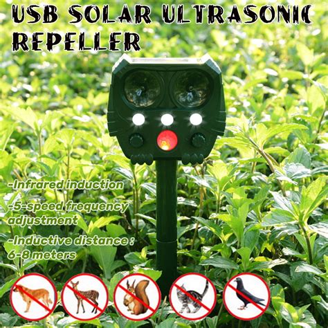 Solar Ultrasonic Pest Repeller, Garden Patio Solar Battery Powered ...